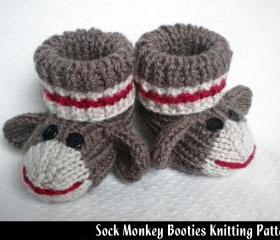 Sock Monkey Baby Booties Knitting Pattern
