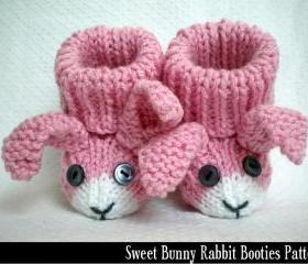 Bunny Rabbit Baby Booties Knitting Pattern