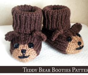Teddy Bear Baby Booties Knitting Pattern