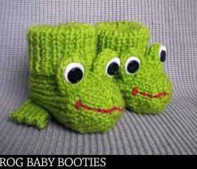 Frog Baby Booties Knitting Pattern