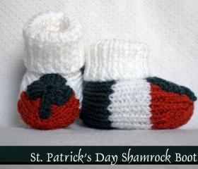 Irish Shamrock Baby Booties Knitting Pattern