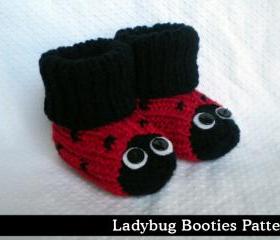 Ladybug Baby Booties Knitting Pattern