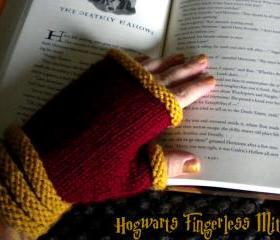 PATTERN: Hogwarts Fingerless Mitts (sizes child - adult)