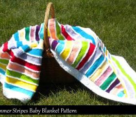Summer Stripes Baby Blanket Knitting Pattern