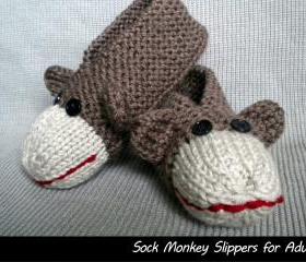 Sock Monkey Slippers for Men and Women