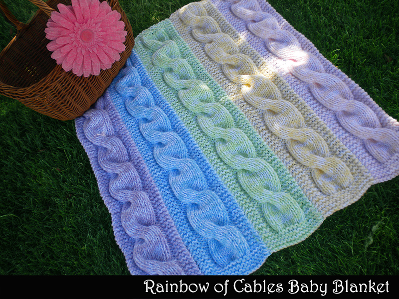 Rainbow Of Cables Baby Blanket Knitting Pattern on Luulla