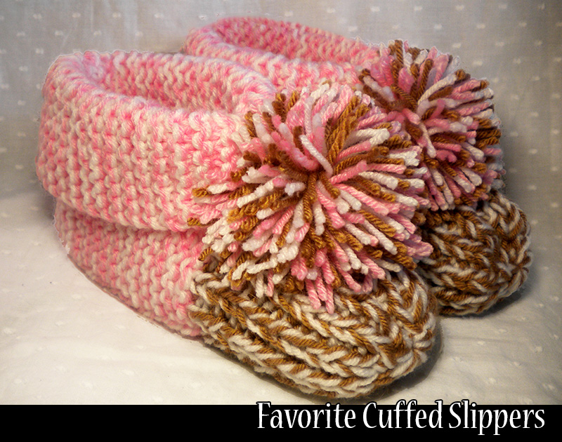 Favorite Cuffed Slippers For The Family Knitting Pattern on Luulla